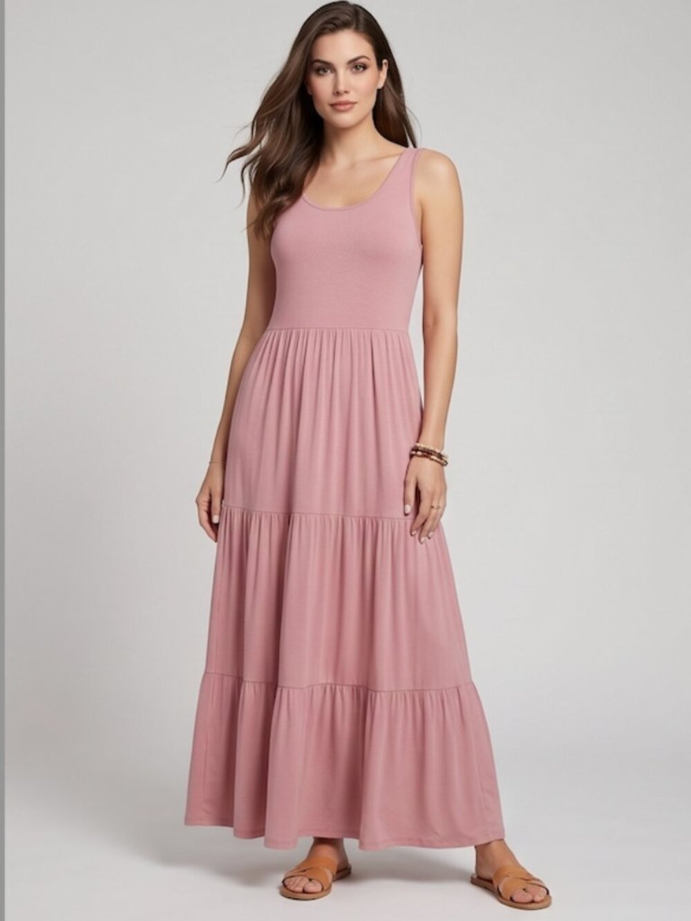LAST ONE 🔥 Ruffle Hem Smock Maxi Dress Pink